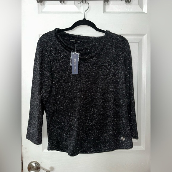 Adrienne Vittadini Tops - Adrienne Vittadini Sparkle Cowl Neck Black Top NWT Large